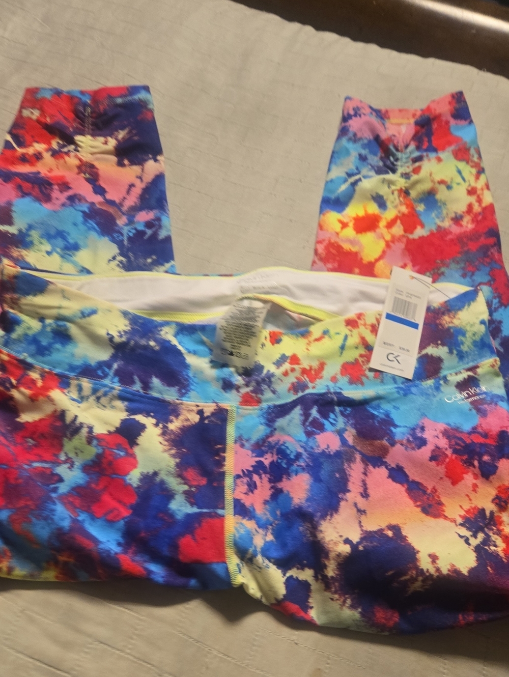Calvin Klein Womens Bright Multicolor Splash Leggings